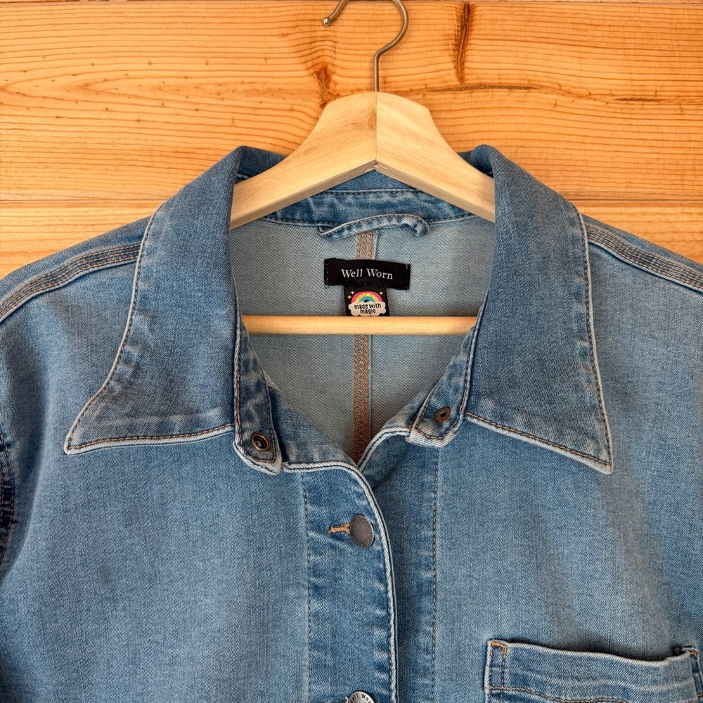 Well Worn Large Upcycled Patchwork Blue Denim Cho… - image 2